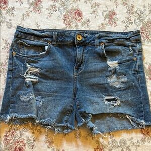 Aeropostale Distressed Blue Denim Shorts